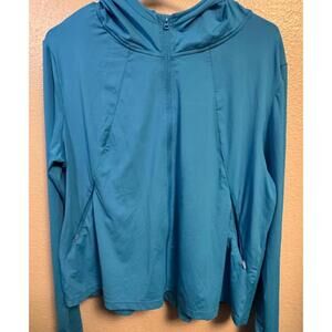 Women's UPF 50+ Sun Protection Zip Jacket Hoodie by G4 Free - Blue. Size XL
